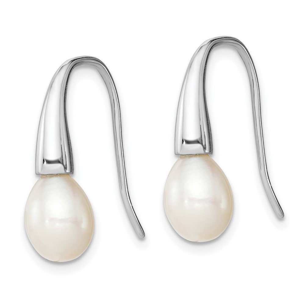 Sterling Silver Rhodium-plated Polished White 7- Freshwater Cultured Pearl Dangle Earrings