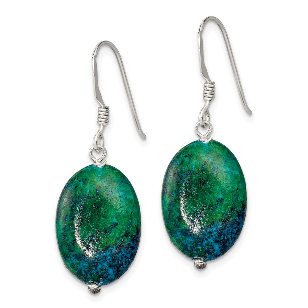 Sterling Silver Oval Serpentine Dangle French Hook Earrings