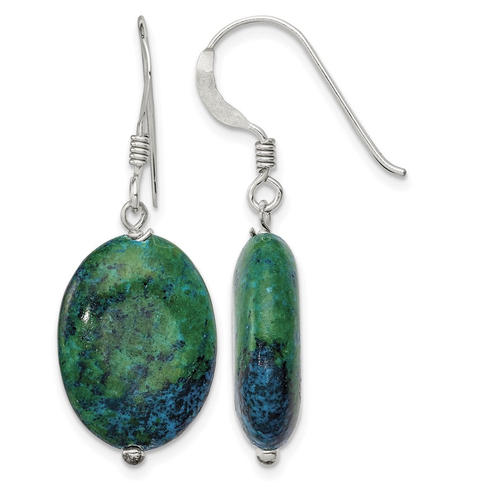 Sterling Silver Oval Serpentine Dangle French Hook Earrings