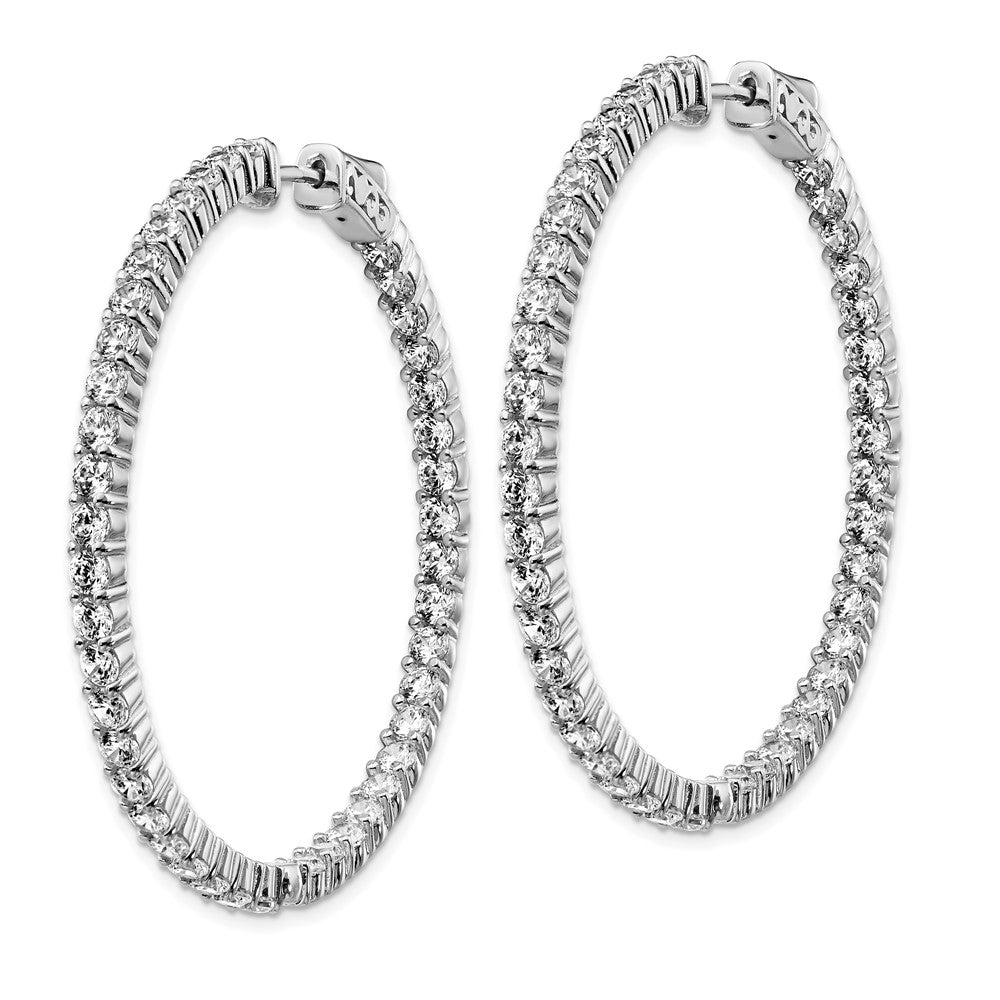 Sterling Shimmer Sterling Silver Rhodium-plated 86 Stone CZ In and Out Round Hinged Hoop Earrings