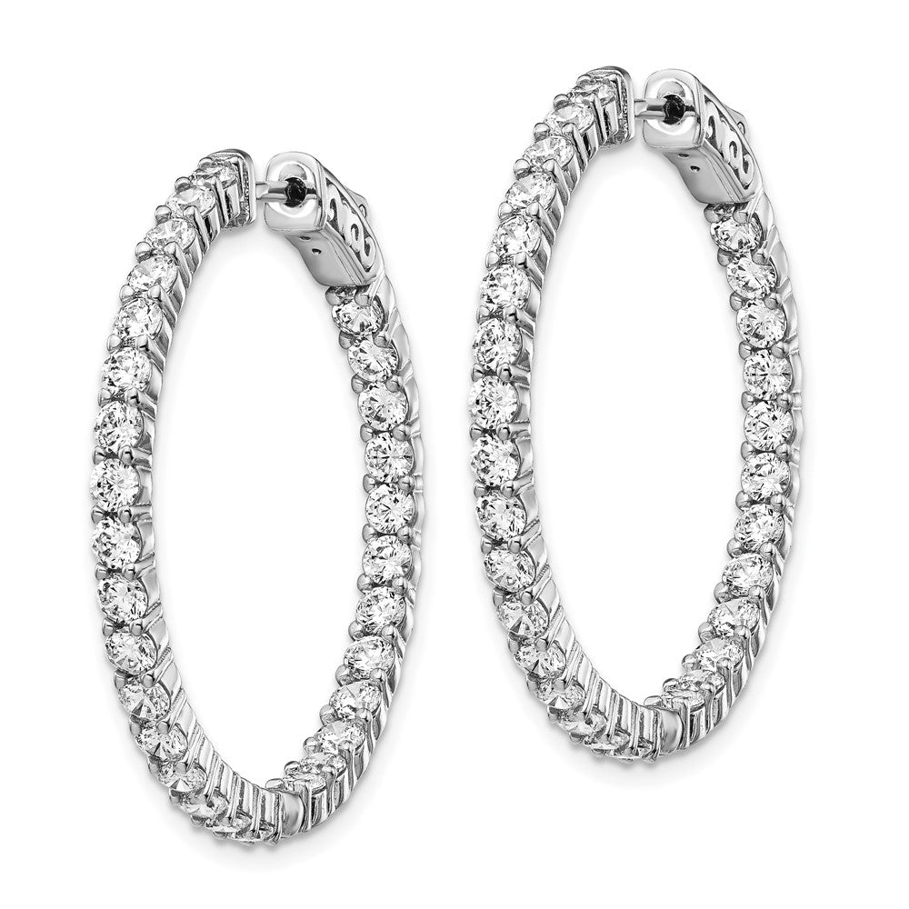 Sterling Shimmer Sterling Silver Rhodium-plated 58 Stone CZ In and Out Round Hinged Hoop Earrings