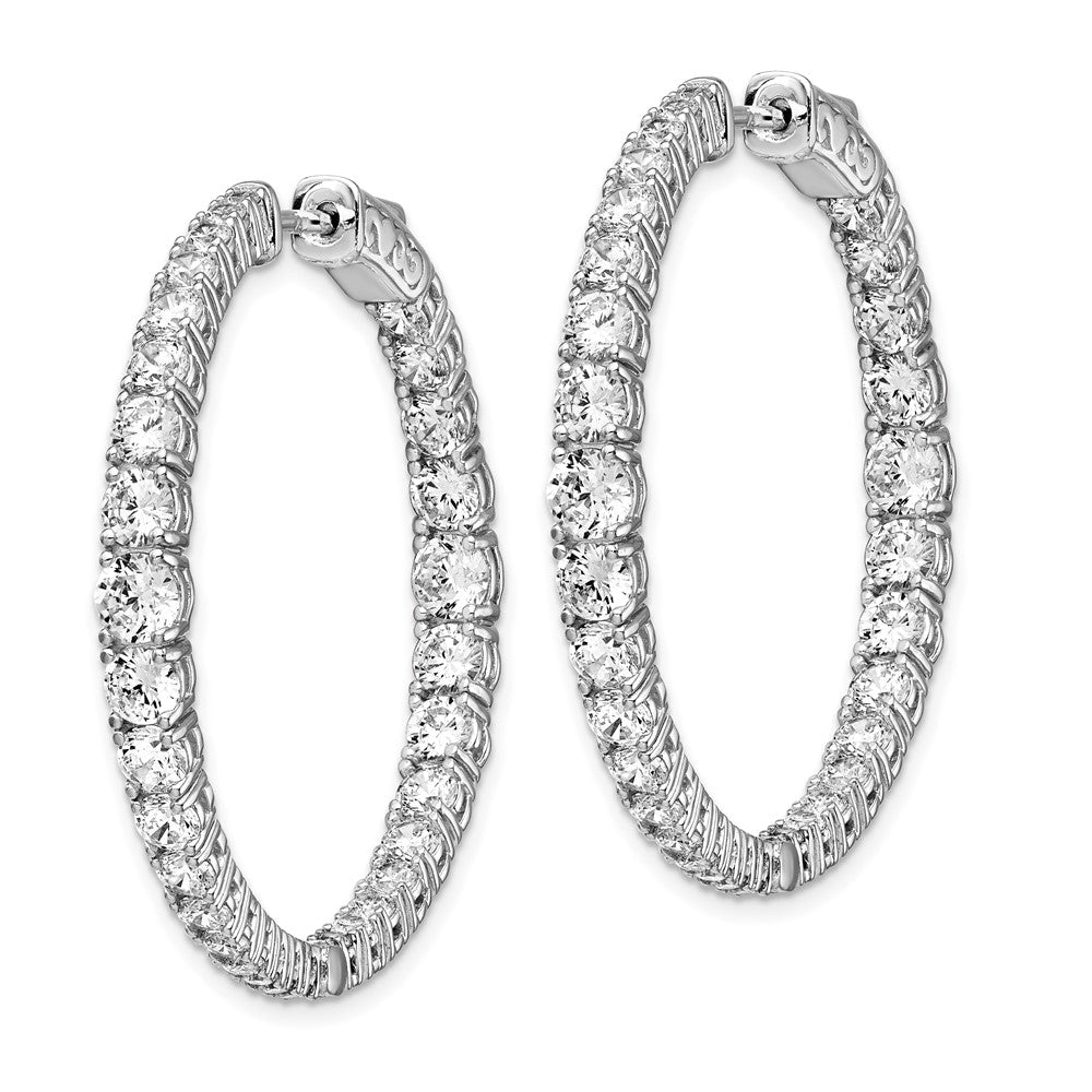 Sterling Shimmer Sterling Silver Rhodium-plated 64 Stone 1.7- Graduated CZ In and Out Round Hinged Hoop Earrings