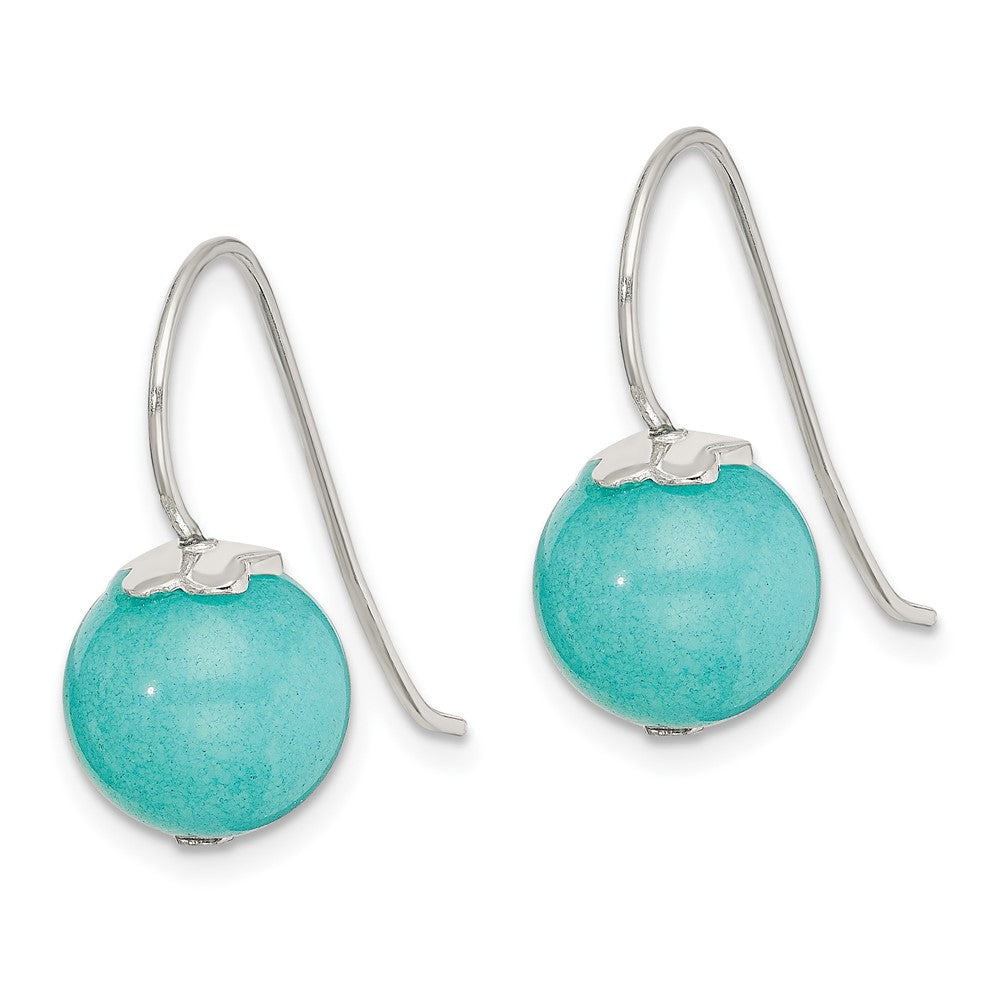 Sterling Silver Polished Round Blue Quartz Dangle Earrings