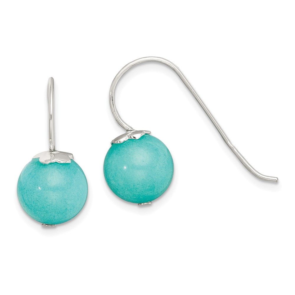 Sterling Silver Polished Round Blue Quartz Dangle Earrings