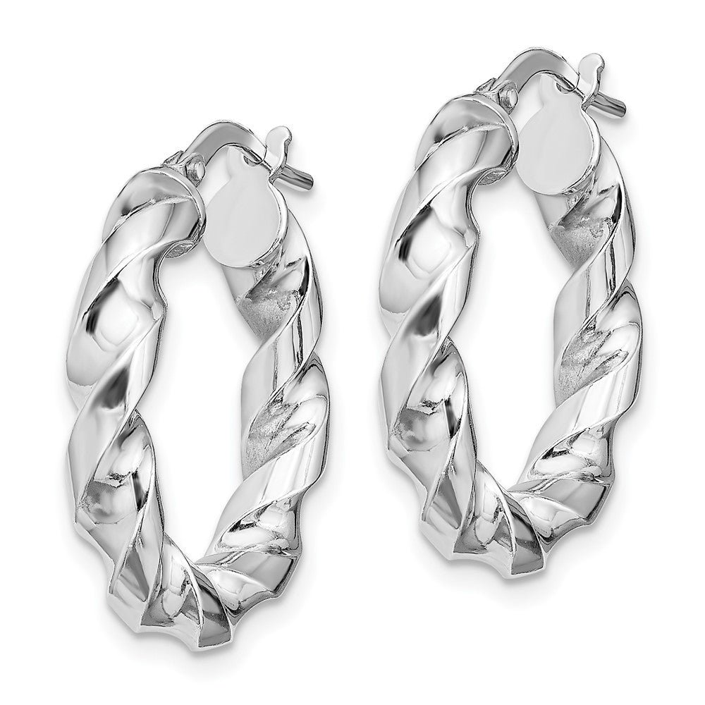 Sterling Silver Rhodium-plated 4xTwisted Hoop Earrings