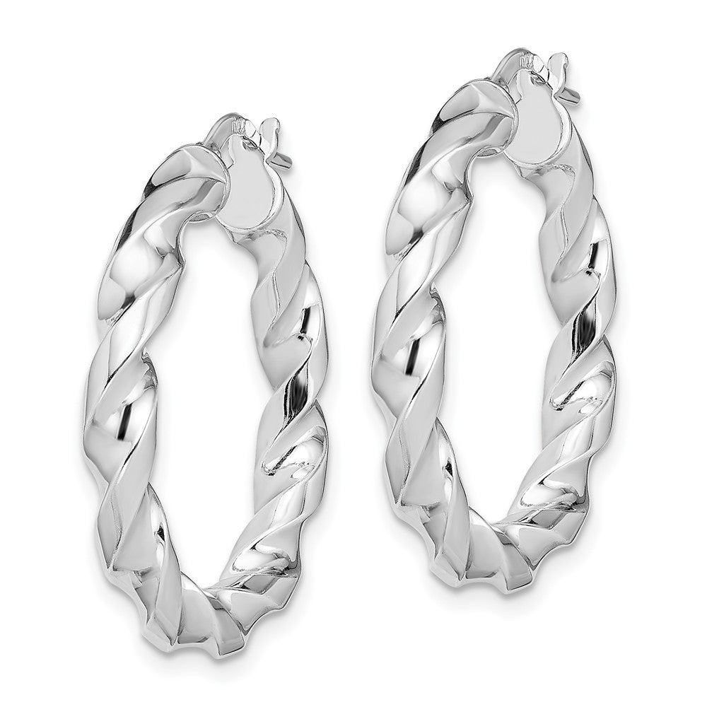 Sterling Silver Rhodium-plated 4xTwisted Hoop Earrings