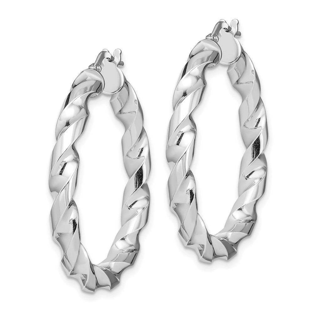 Sterling Silver Rhodium-plated 4xTwisted Hoop Earrings