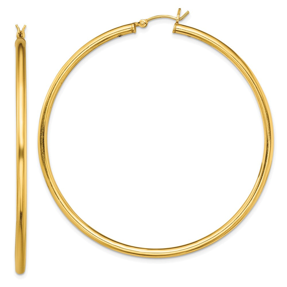 Sterling Silver Gold-Tone Polished 2.5x Hoop Earrings