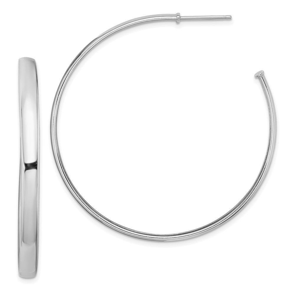 Sterling Silver Rhodium-plated Polished Post Hoops