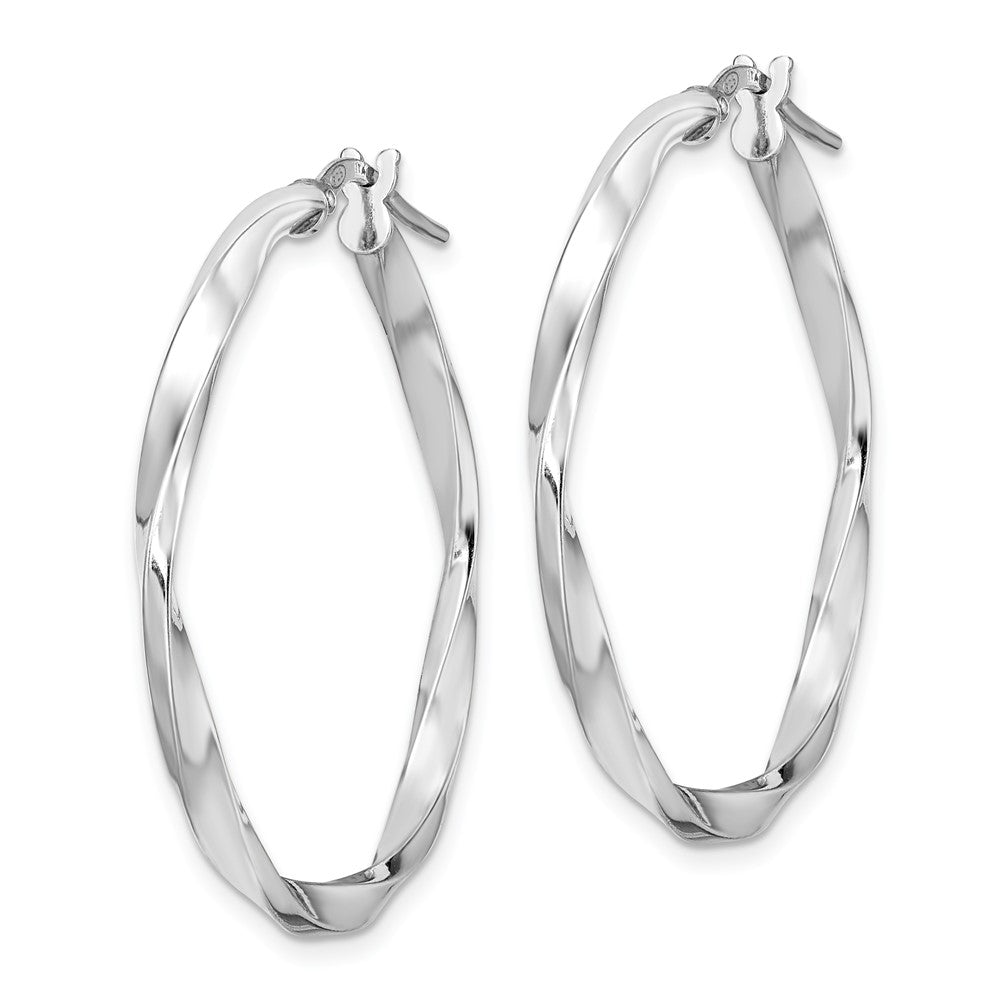 Sterling Silver Rhodium-plated Polished Twisted 2.5x Hoop Earrings
