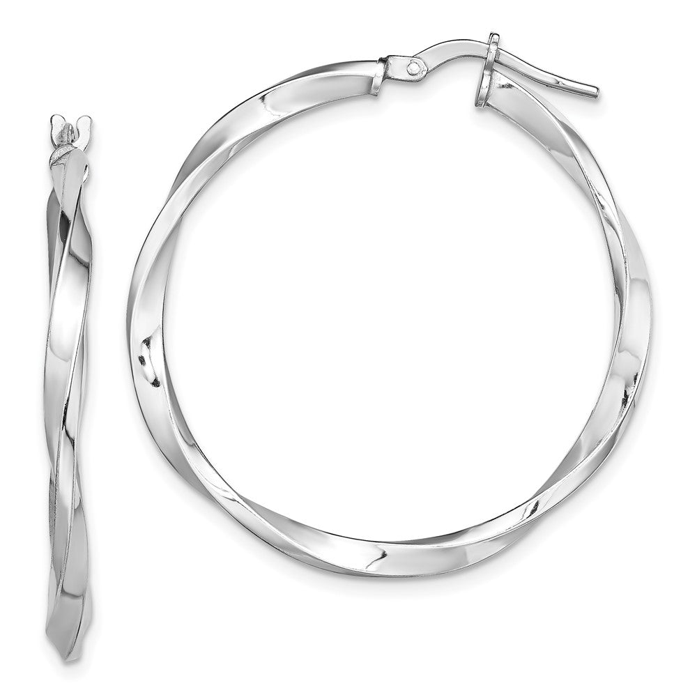 Sterling Silver Rhodium-plated Polished Twisted 2.5x Hoop Earrings