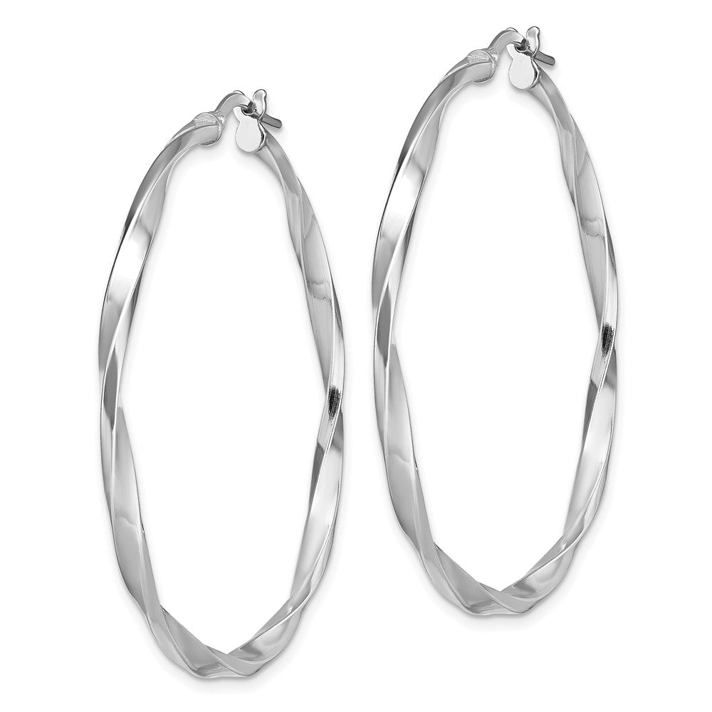 Sterling Silver Rhodium-plated Polished Twisted 2.5x Hoop Earrings