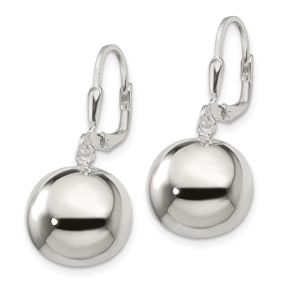 Sterling Silver Ball Dangle Leverback Earrings