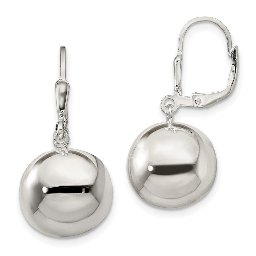Sterling Silver Ball Dangle Leverback Earrings