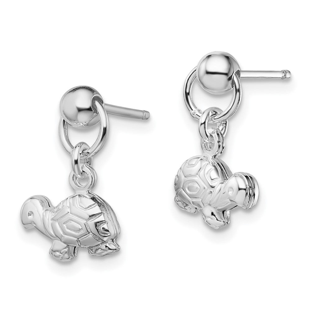 Sterling Silver Polished Turtle Dangle Post Earrings