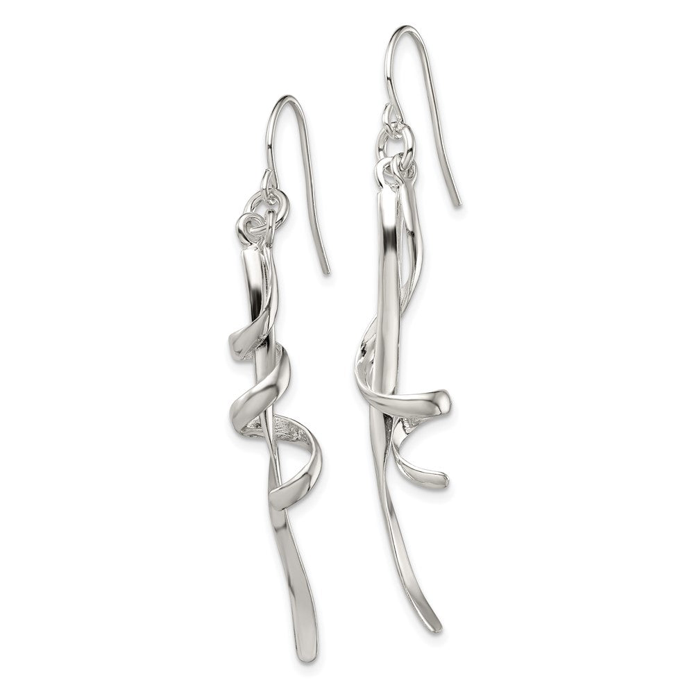 Sterling Silver Polished Intertwined Spiral Dangle Earrings