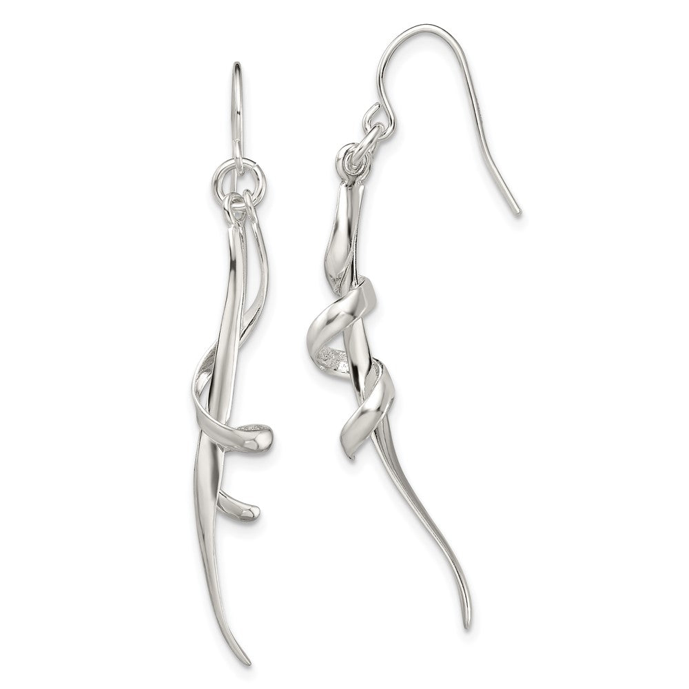 Sterling Silver Polished Intertwined Spiral Dangle Earrings