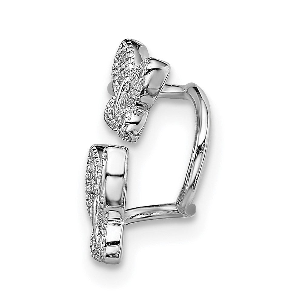 Sterling Silver Rhodium-plated CZ Double Butterfly Right Cuff Earring