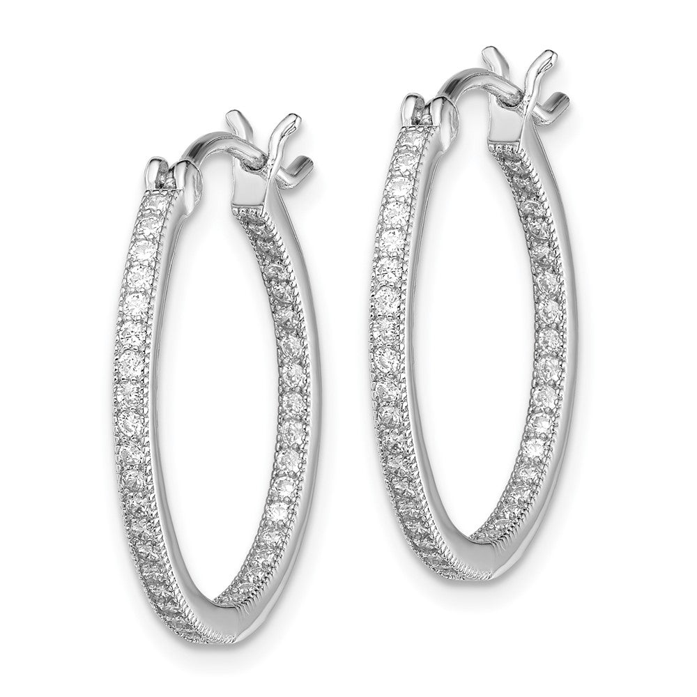 Sterling Silver Rhodium-plated Micro PavÂ CZ In/Out Hoops