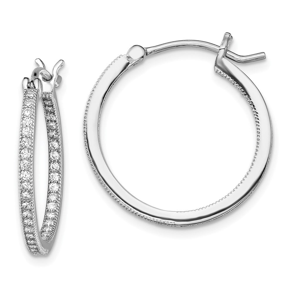 Sterling Silver Rhodium-plated Micro Pav√á CZ In/Out Hoops