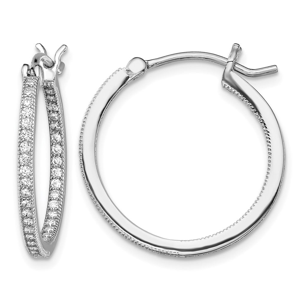 Sterling Silver Rhodium-plated Micro PavÂ CZ In/Out Hoops