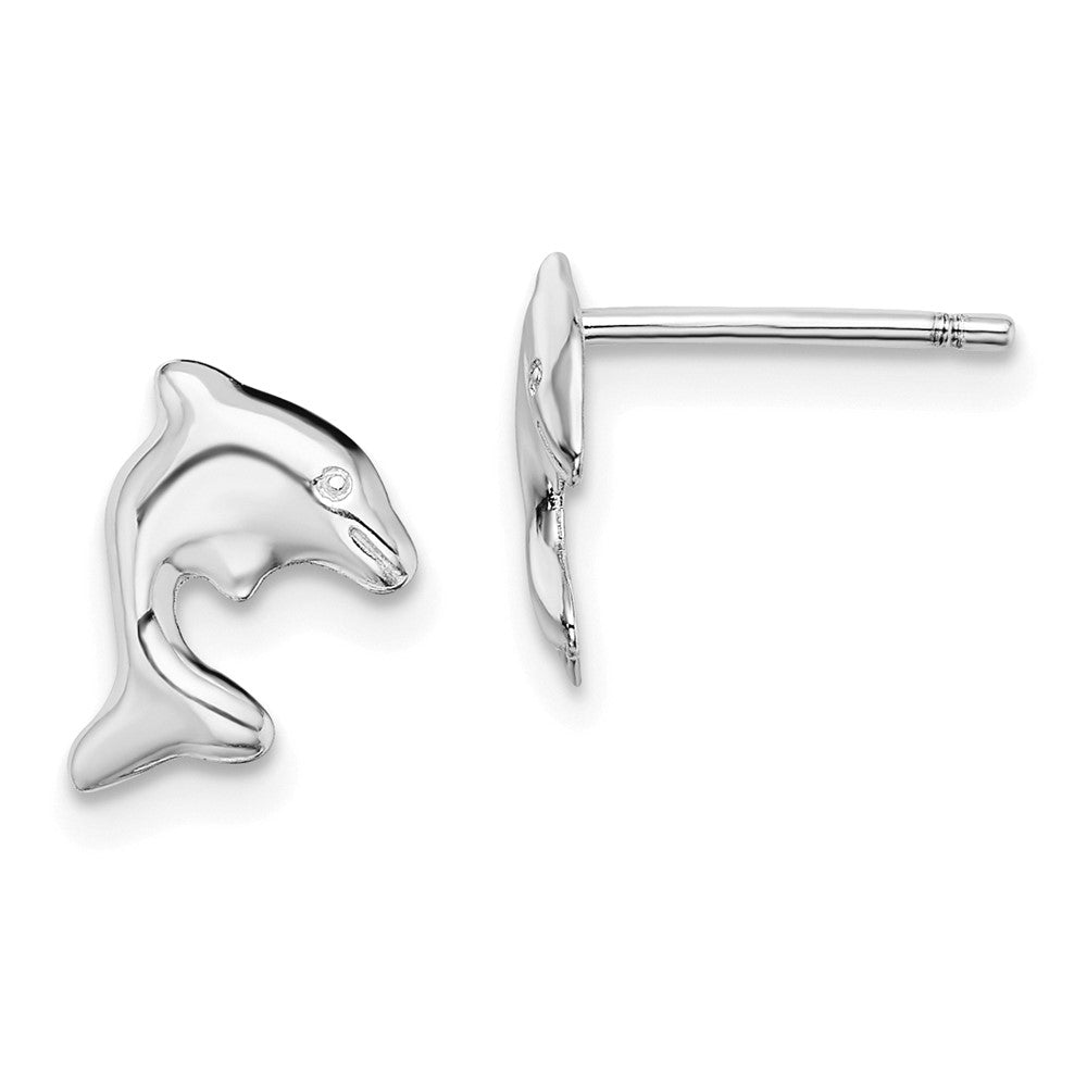 Sterling Silver Rhodium-plated Dolphin Stud Earrings