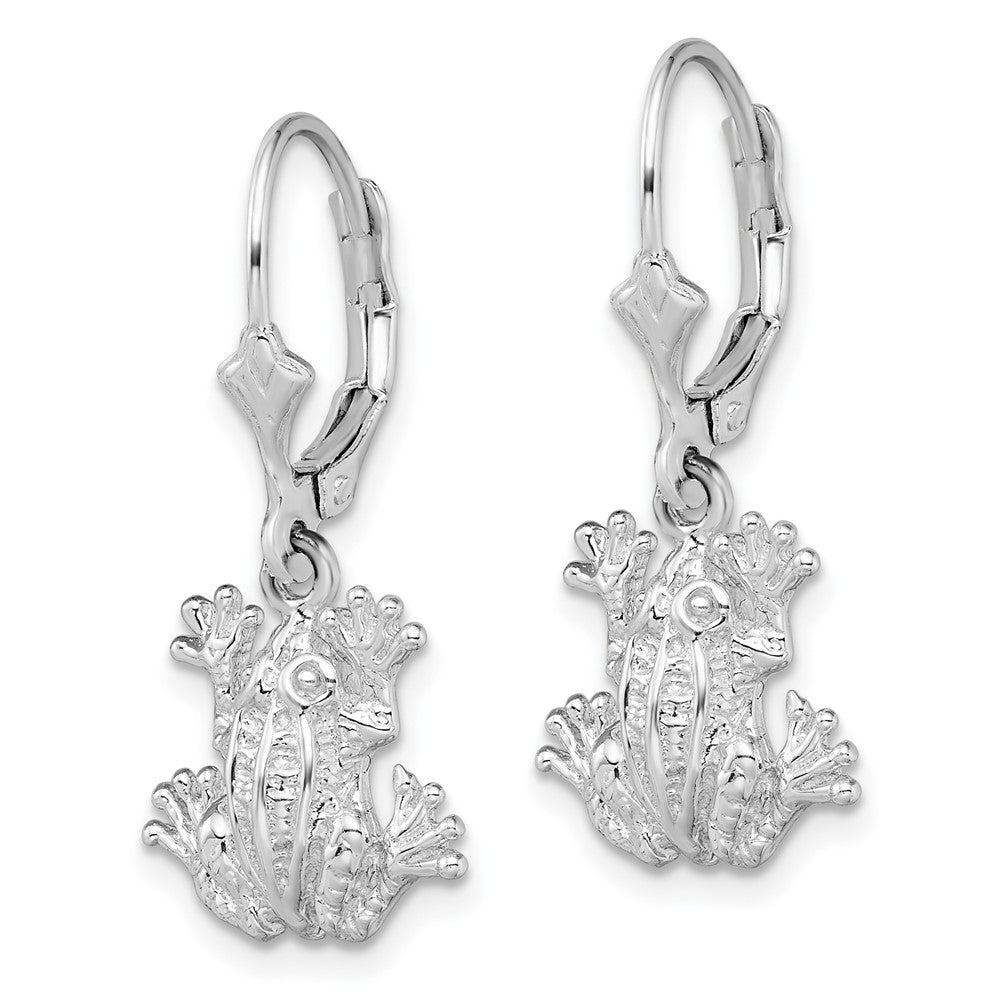 De-Ani Sterling Silver Rhodium-Plated Polished Frog Leverback Earrings