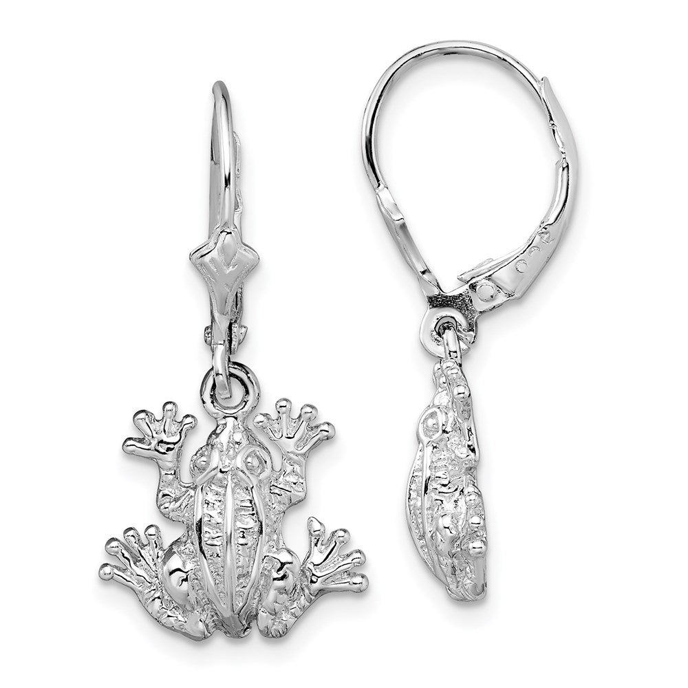 De-Ani Sterling Silver Rhodium-Plated Polished Frog Leverback Earrings