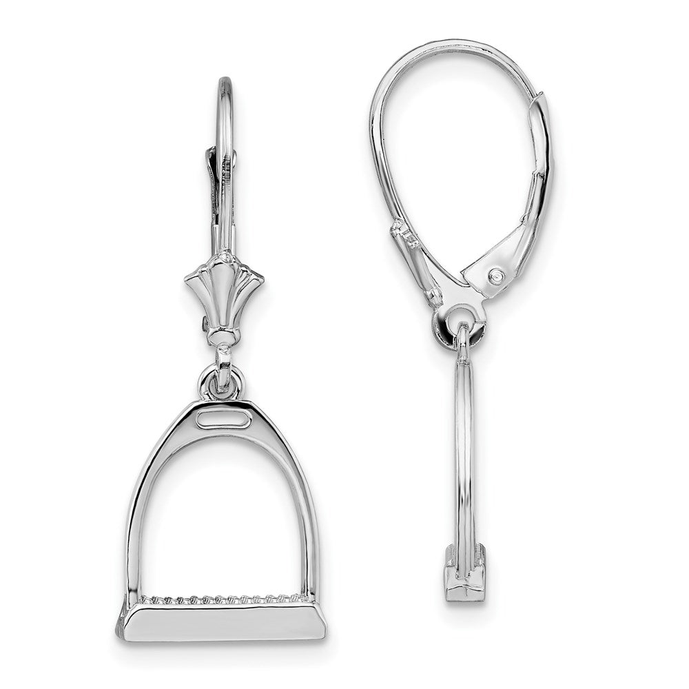 De-Ani Sterling Silver Rhodium-plated Polished 3D Small Stirrup Leverback Earrings