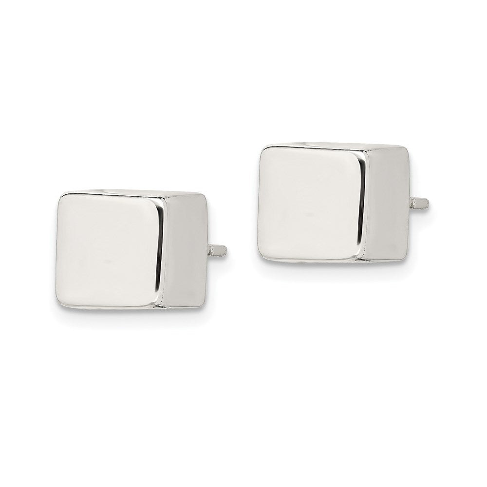 Sterling Silver Polished Square Cube Earrings