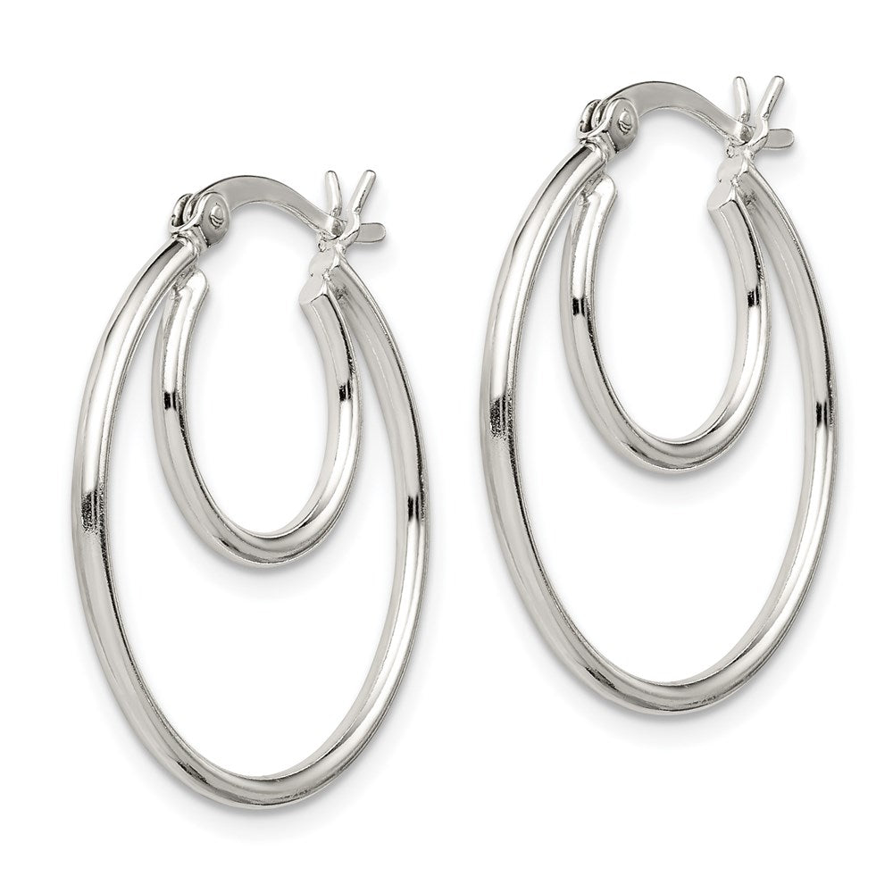 Sterling Silver Polished Double Hoop Earrings