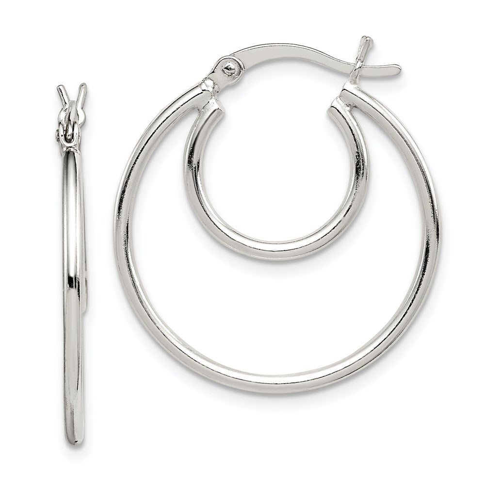 Sterling Silver Polished Double Hoop Earrings