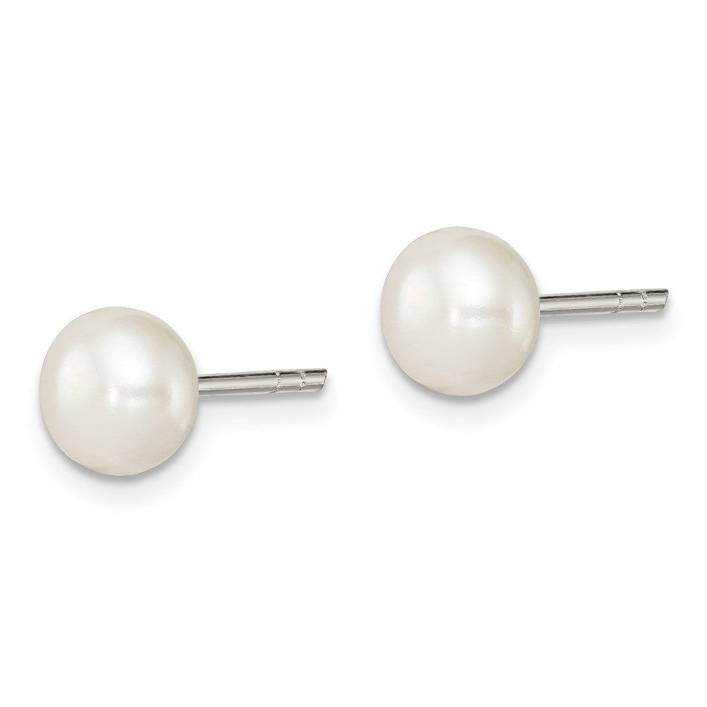 Sterling Silver White FW Cultured Pearl 6- Button Earrings