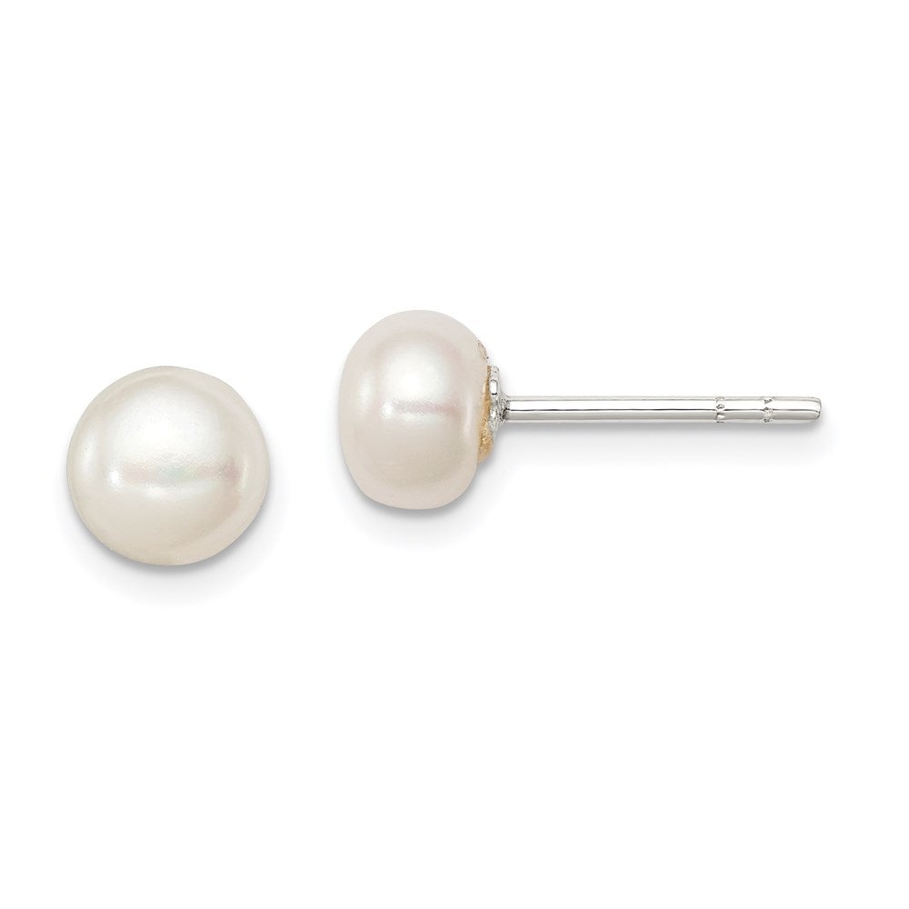 Sterling Silver White FW Cultured Pearl 6- Button Earrings
