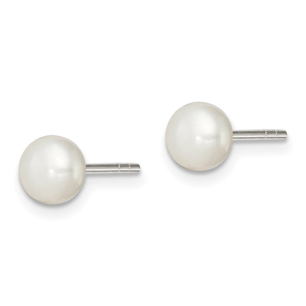 Sterling Silver White FW Cultured Pearl 5- Button Earrings