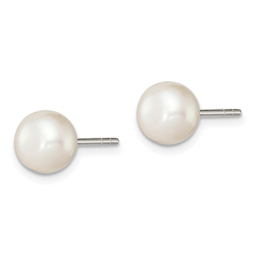 Sterling Silver White FW Cultured Pearl 7- Button Earrings