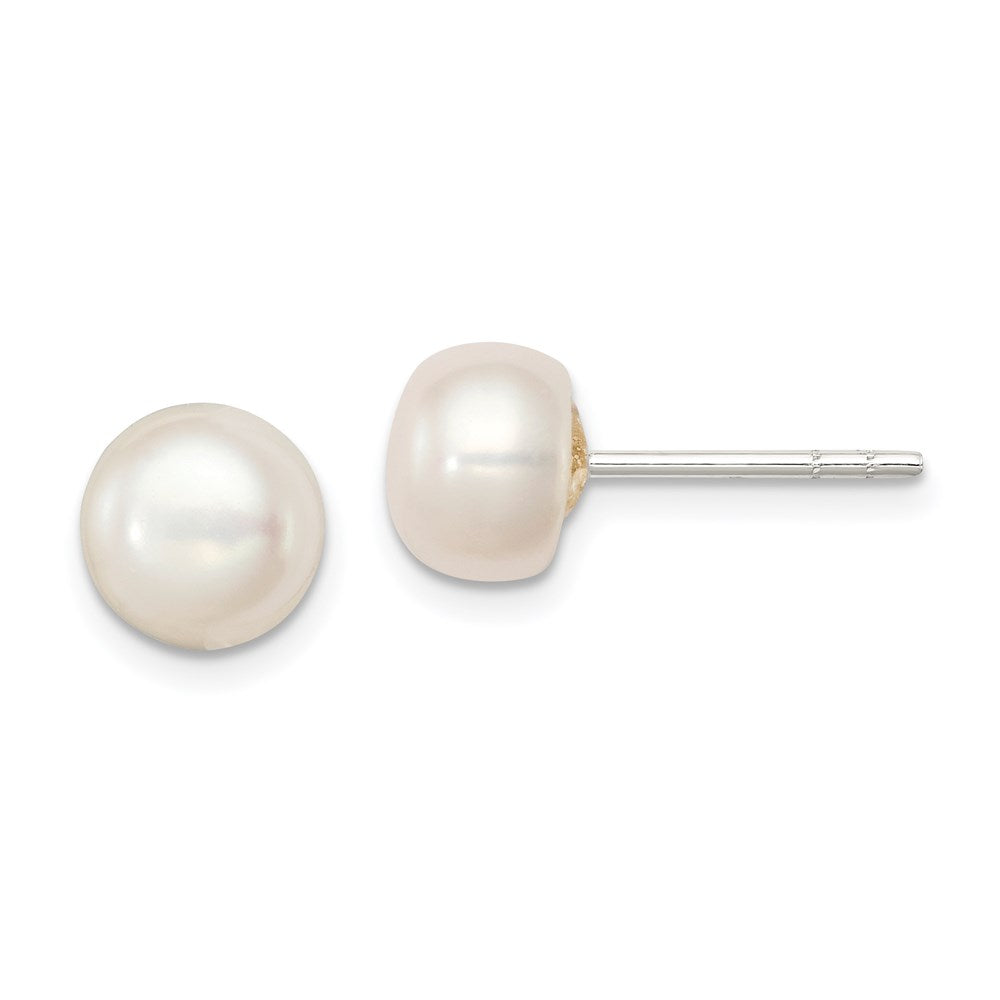 Sterling Silver White FW Cultured Pearl 7- Button Earrings