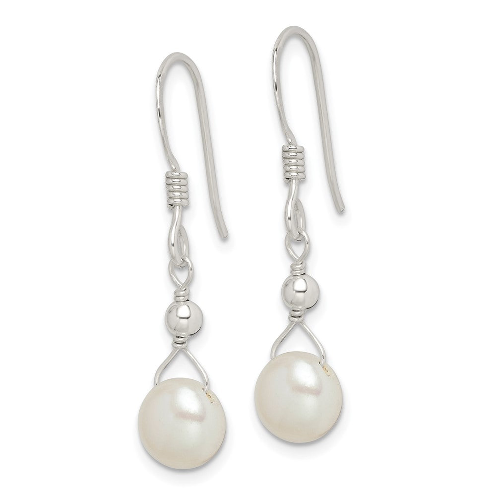Sterling Silver Polished 7- Freshwater Cultured Pearl Dangle Earrings