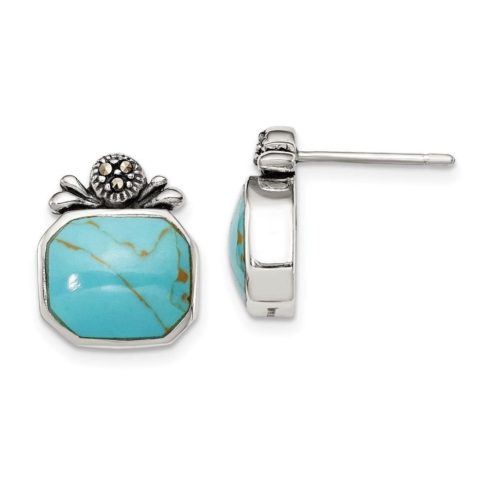 Sterling Silver Antiqued Turquoise Earrings