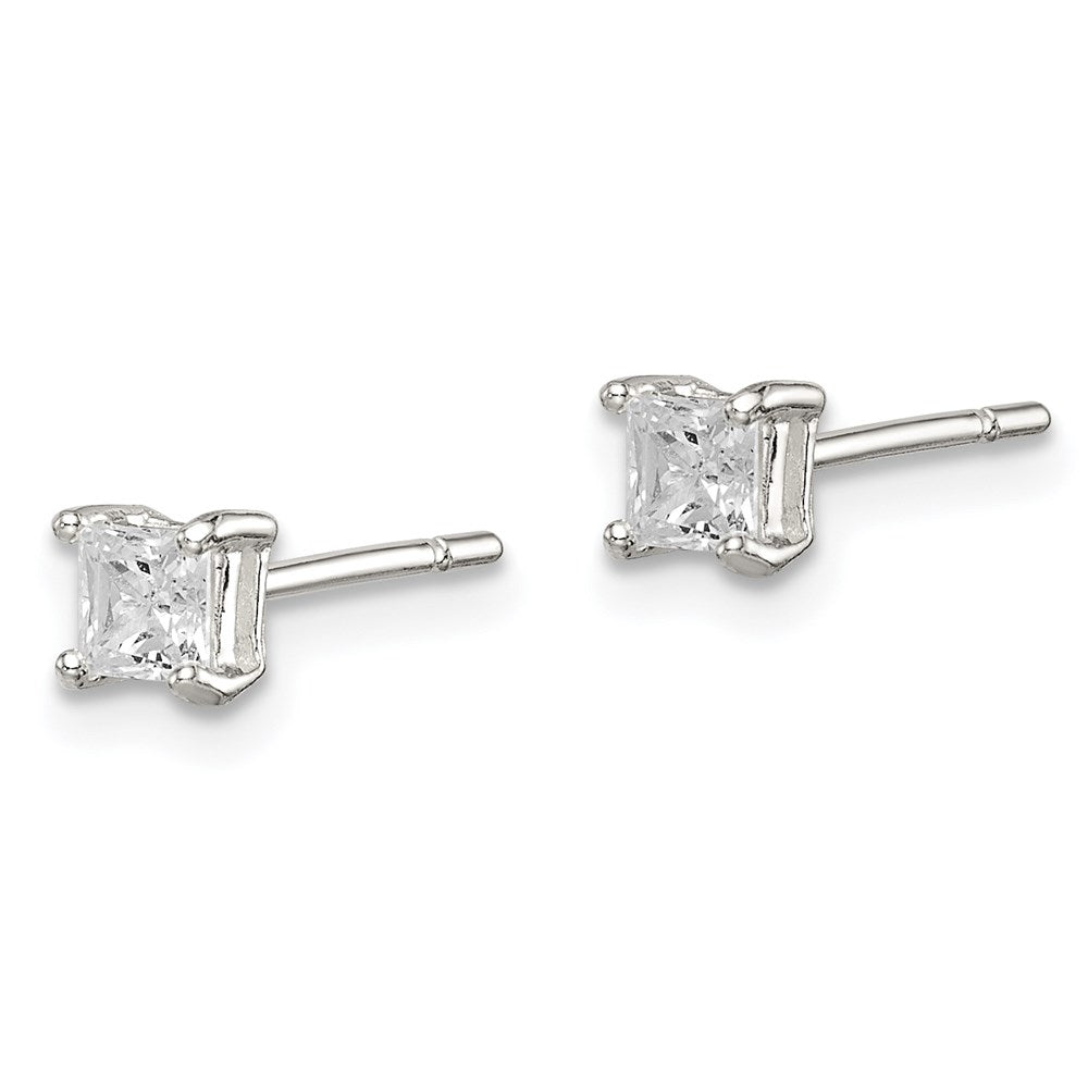 Sterling Silver Princess Basket Set CZ Stud Earrings