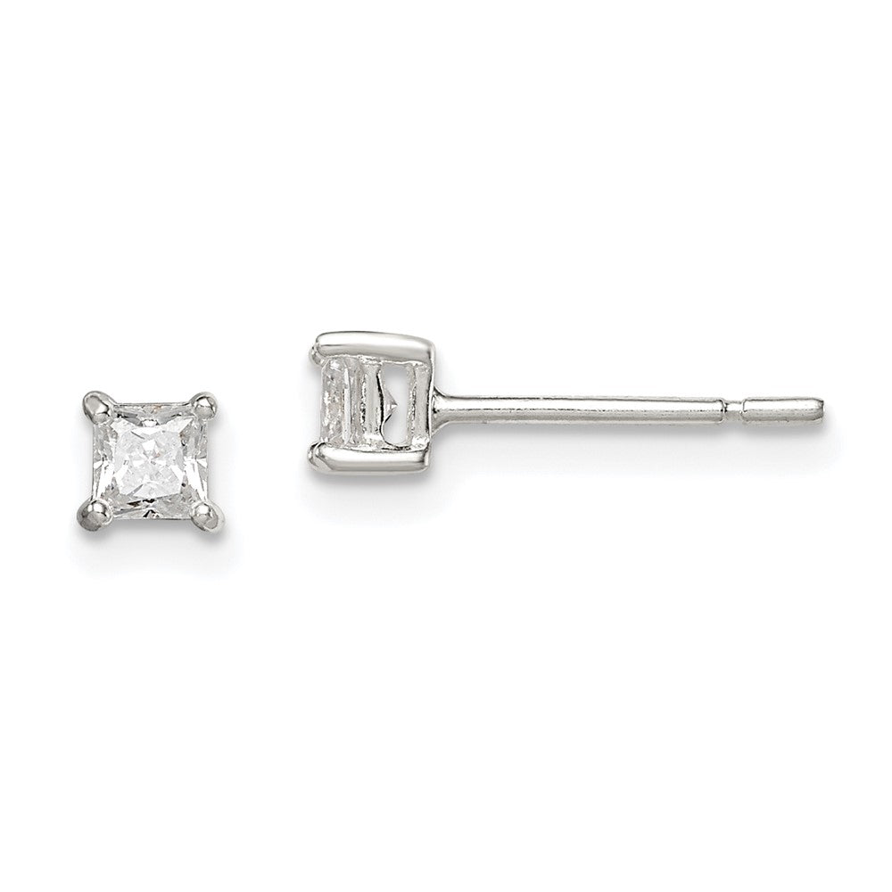 Sterling Silver Princess Basket Set CZ Stud Earrings