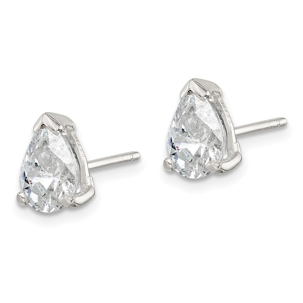 Sterling Silver Polished 5x Pear Basket Set CZ Stud Earrings