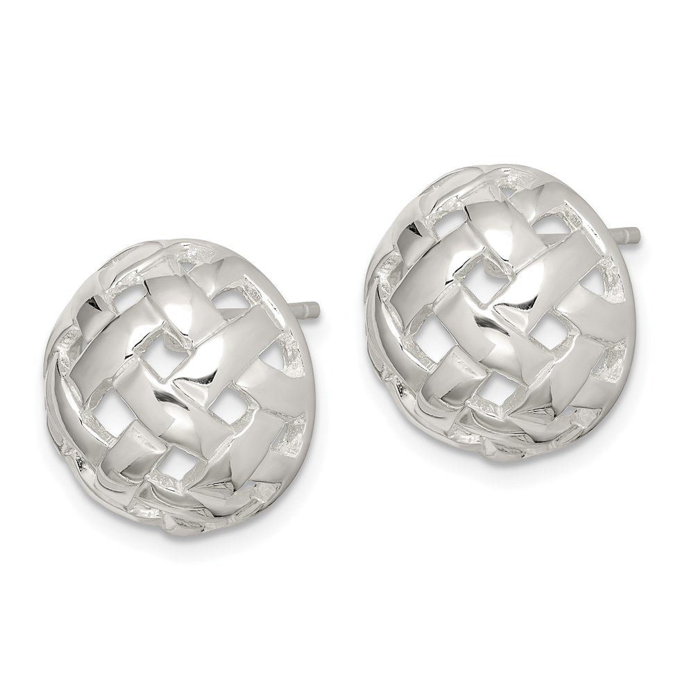Sterling Silver Fancy Button Post Earrings