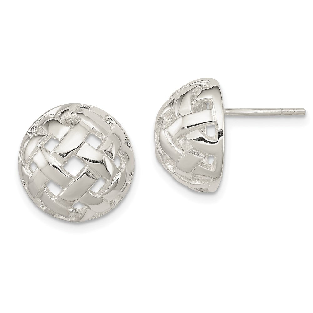 Sterling Silver Fancy Button Post Earrings