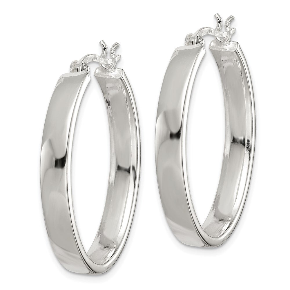 Sterling Silver Polished Oval Hoop Earrings