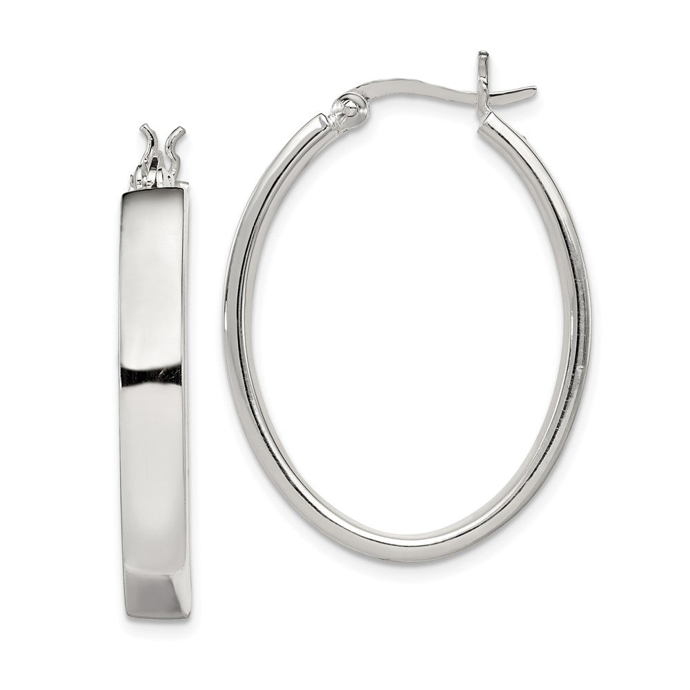 Sterling Silver Polished Oval Hoop Earrings