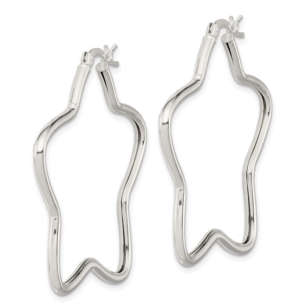 Sterling Silver Rhodium-Plated Star Hoop Earrings