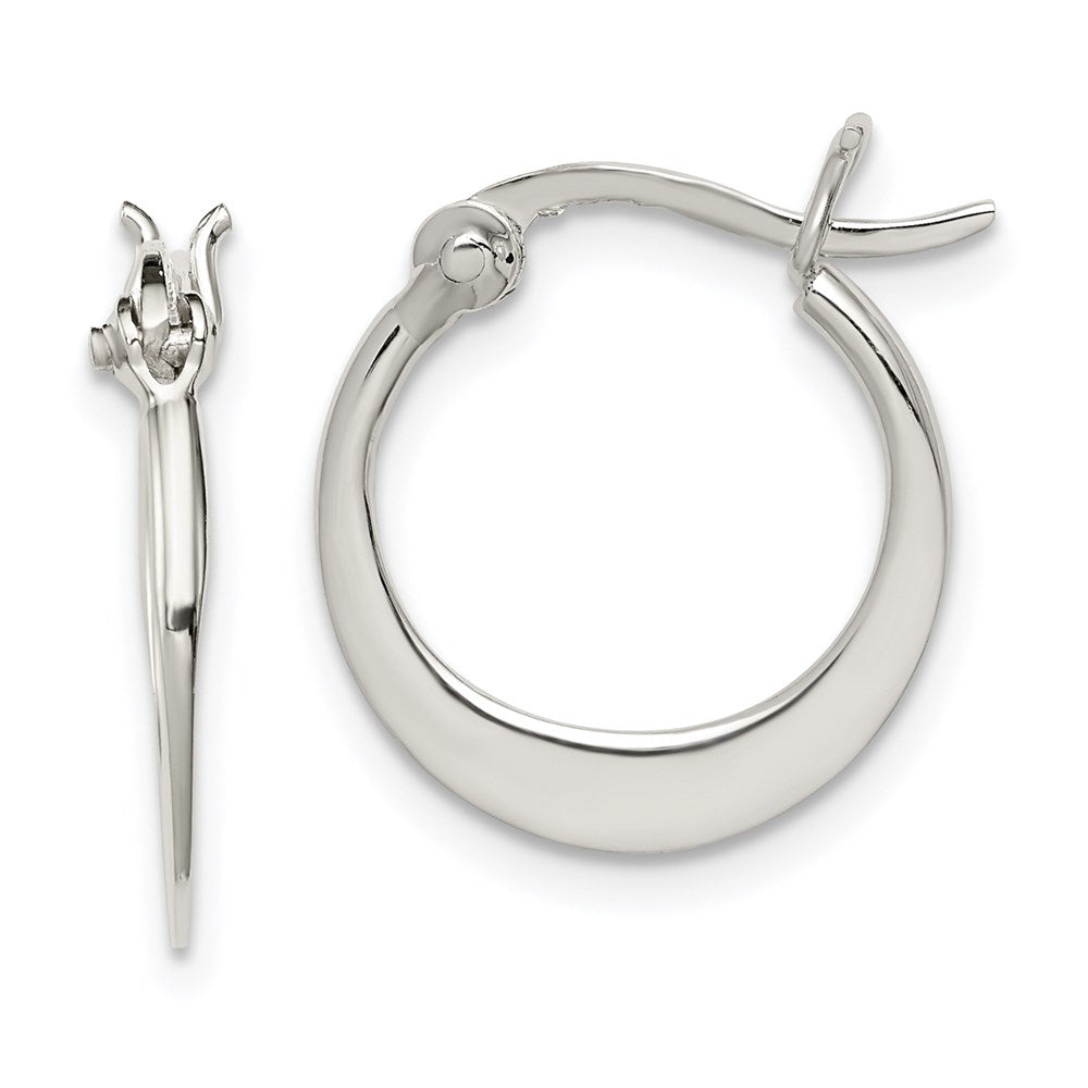 Sterling Silver Polished & Tapered Round Hoop Earrings