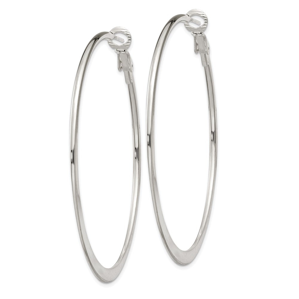 Sterling Silver Polish & Tapered Omega Back Round Hoop Earrings