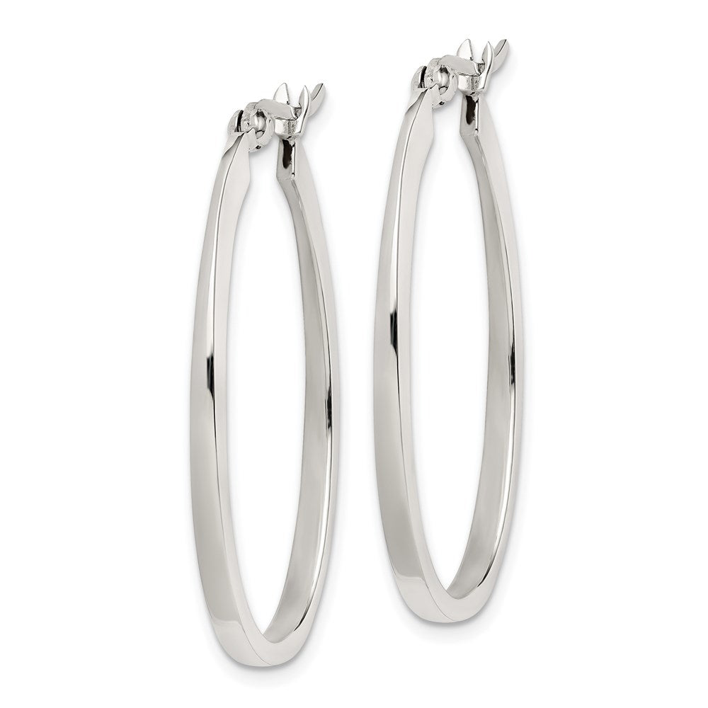 Sterling Silver Tapered Oval Hoop Earrings